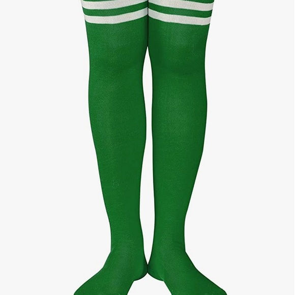 Thigh High Socks Green White - Picture 5 of 7